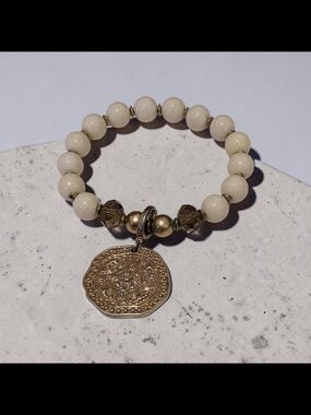10/$10 Beaded Charm Bracelet with Gold Coin Accent